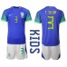 Brasil Thiago Silva #3 Bortedraktsett Barn VM 2022 Korte ermer (+ Korte bukser)